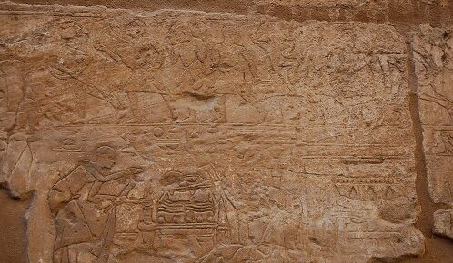 Egyptian relief on wall in Luxor temple, Egypt