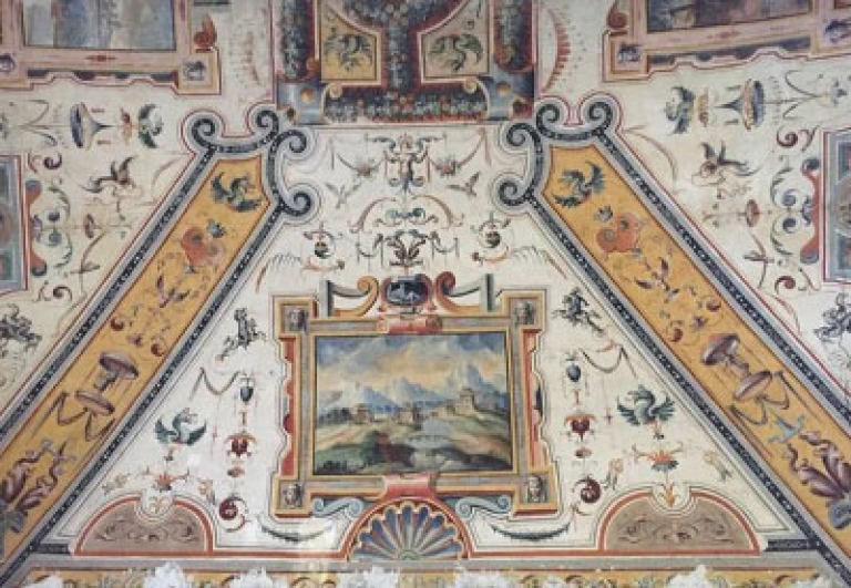 palazzo-daccursio-volta-antica-decorata-controsoffitto-promoguida-bologna