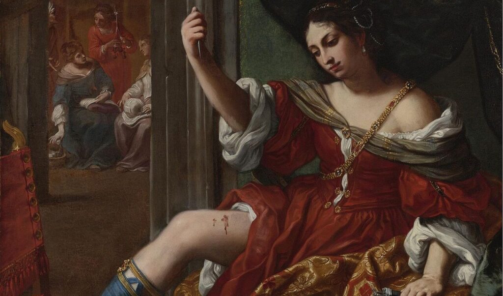 "Porzia che si ferisce alla coscia" - Elisabetta Sirani